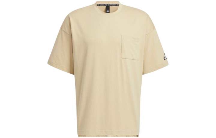 Adidas Adidas T Shirts Men's Khaki Crew Neck Moderate Straight Fit