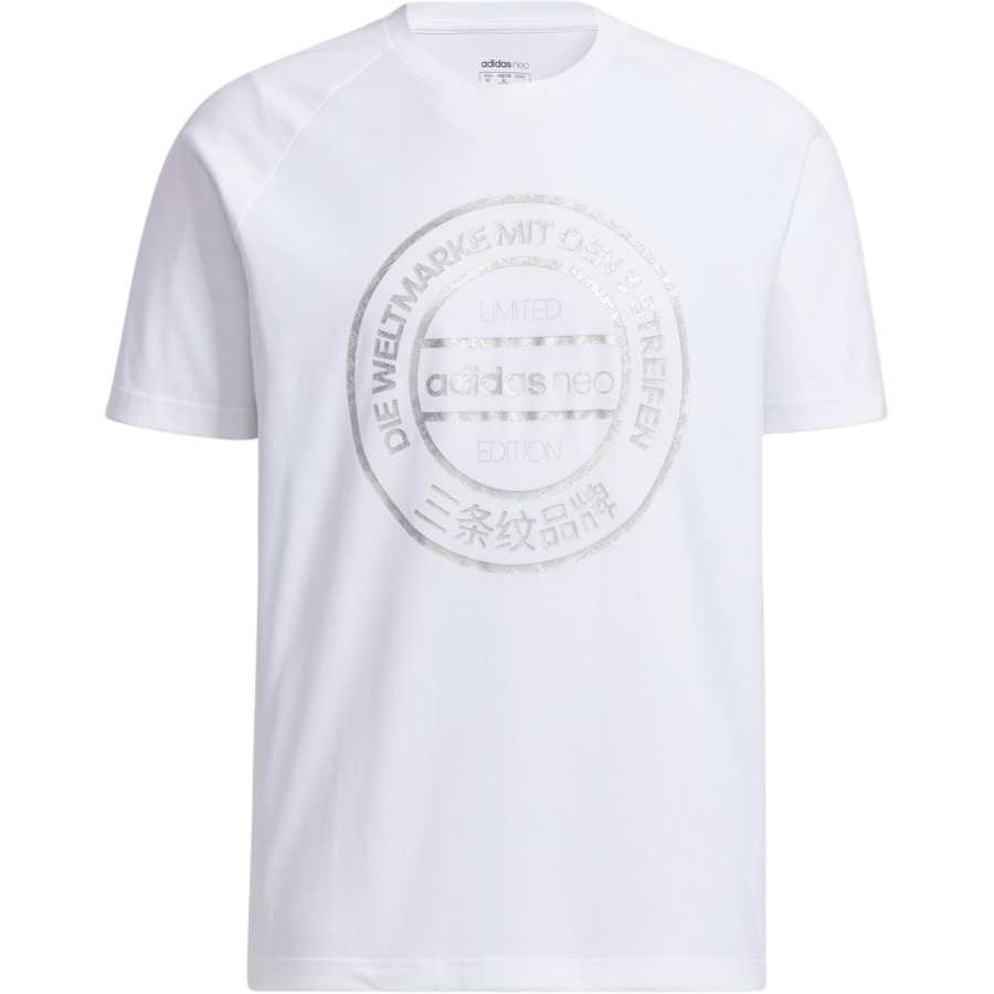 Adidas Neo T Shirts Men's White Crew Neck Moderate Straight Fit