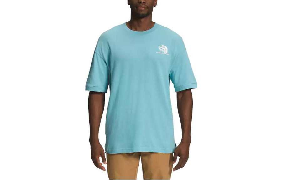 THE NORTH FACE T Shirts Men's Blue Crew Neck Moderate Straight Fit