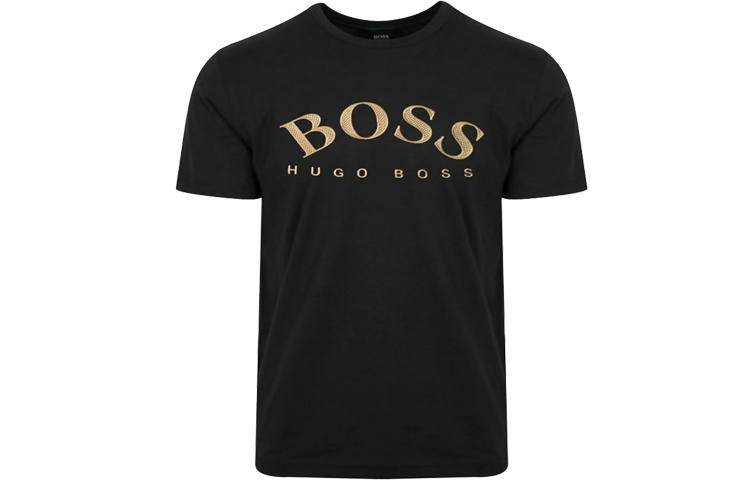 HUGO BOSS T Shirts Men's Black Crew Neck Moderate Straight Fit