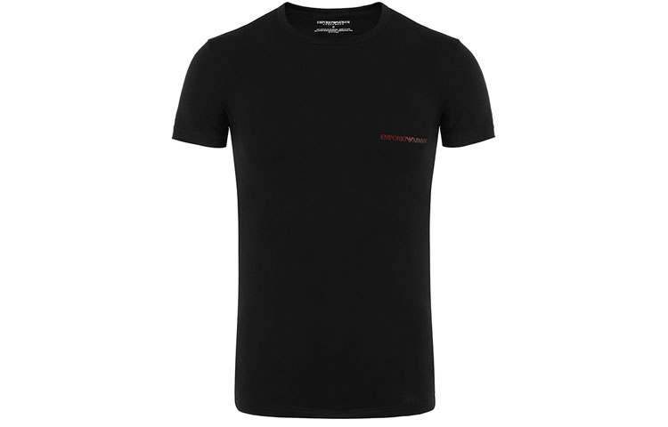 EMPORIO ARMANI T Shirts Men's Black Crew Neck Moderate Straight Fit