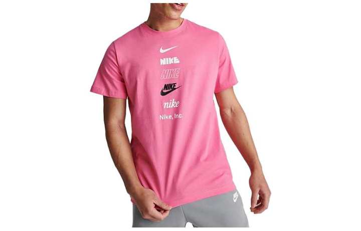 Nike Nike T Shirts Men's Pink Crew Neck Moderate Straight Fit