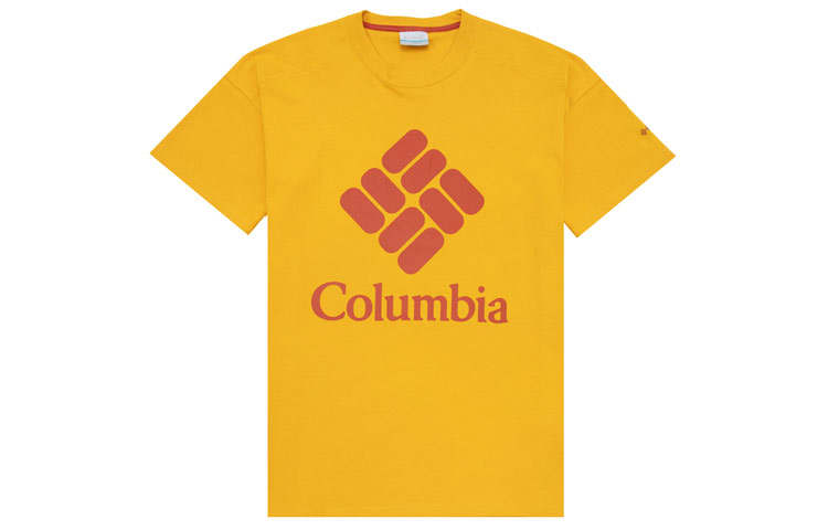Columbia Crew Neck Fitted Straight Fit Short Sleeved T Shirt Men's Orange