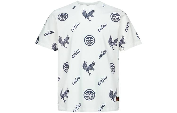 EVISU T Shirts Men's White Crew Neck Moderate Straight Fit