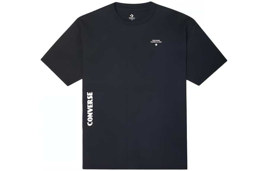 Converse T Shirts Men's Black Crew Neck Moderate Straight Fit