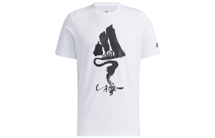 Adidas Adidas T Shirts Men's White Crew Neck Moderate Straight Fit