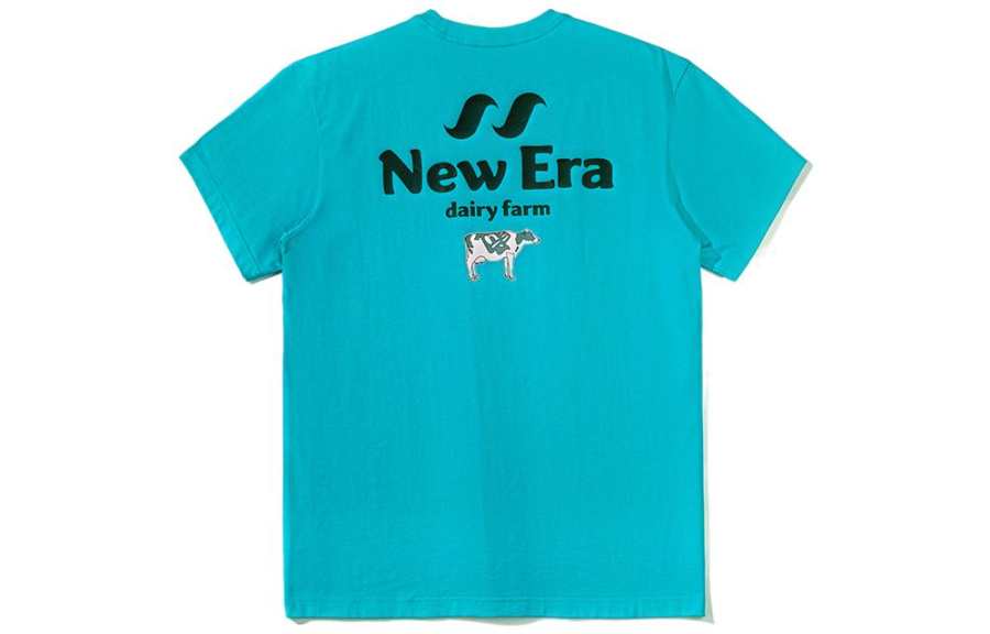 New Era Letter Print T Shirt Unisex Dark Blue
