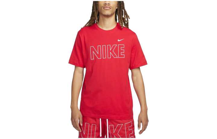 Nike Nike T Shirts Men's Red Crew Neck Moderate Straight Fit