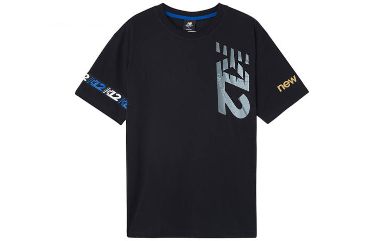 New Balance New Balance T Shirts Men's Black Crew Neck Moderate Straight Fit
