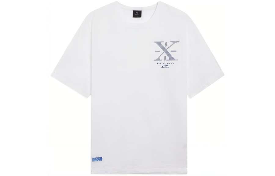 Li-Ning Li Ning T Shirts Unisex White Crew Neck Moderate Straight Fit