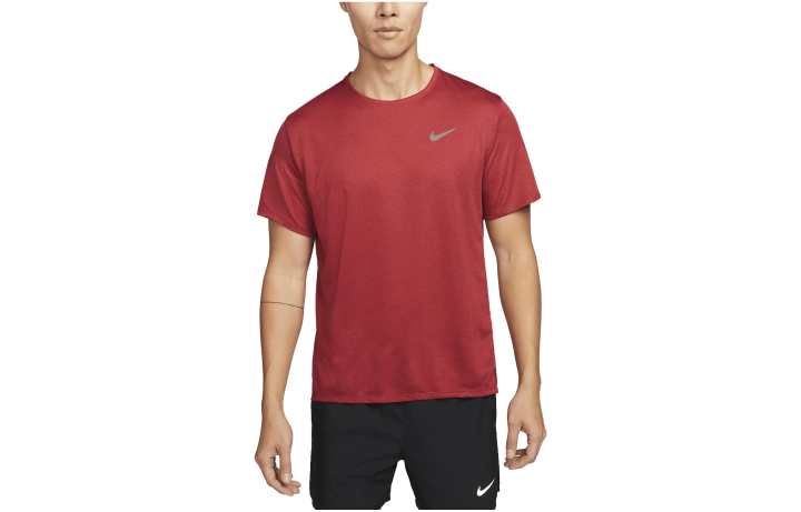 Nike Nike Dri Fit T Shirts Men's Red Crew Neck Moderate Straight Fit