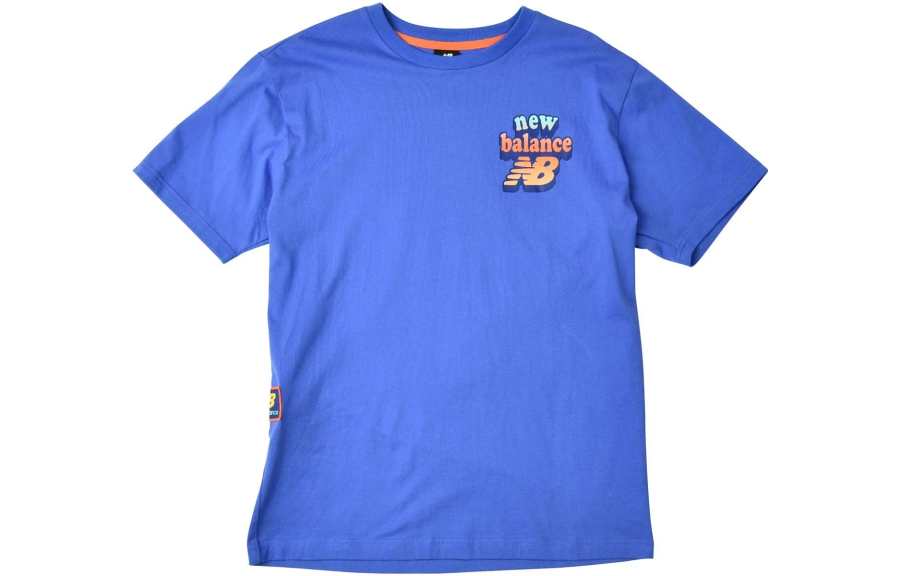 New Balance New Balance T Shirts Men's Blue Crew Neck Moderate Straight Fit