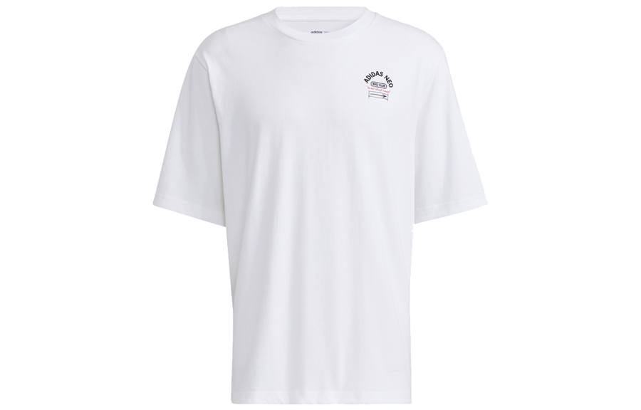 Adidas Neo T Shirts Men's White Crew Neck Moderate Straight Fit