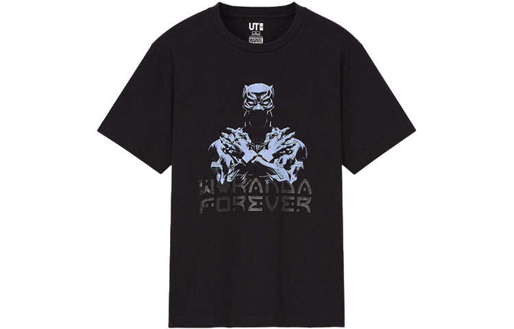 UNIQLO T Shirts Unisex Black Crew Neck Moderate Straight Fit