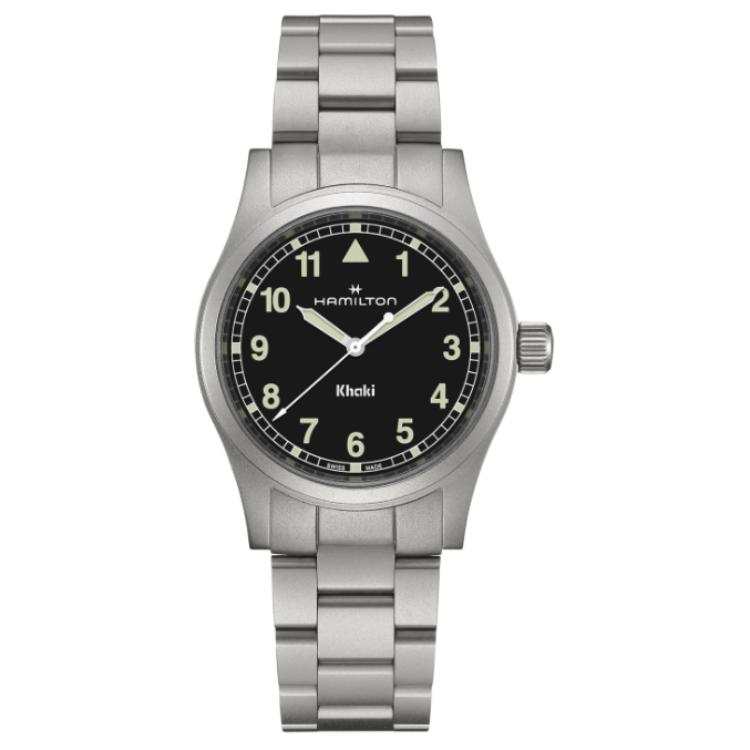 HAMILTON Khaki Field Series Quartz Movement 50m Waterproof Unisex Watch 38mm Black Dial