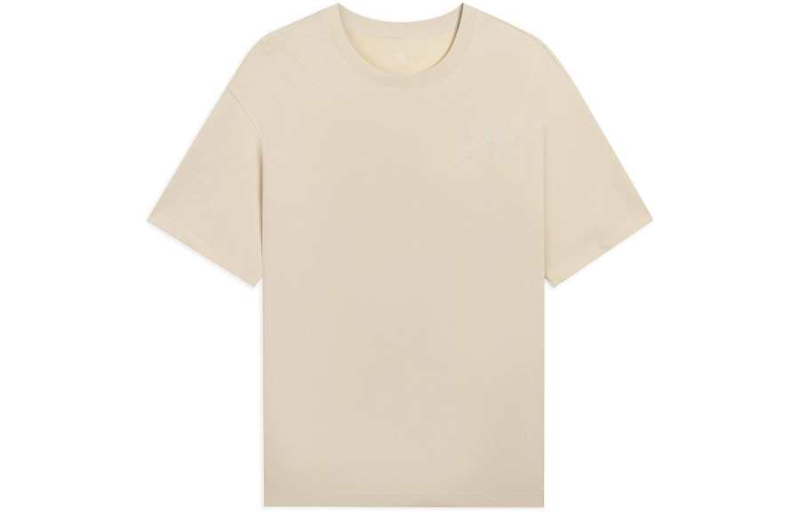 Li-Ning Li Ning Wade Collection T Shirts Unisex Apricot Crew Neck Moderate Straight Fit