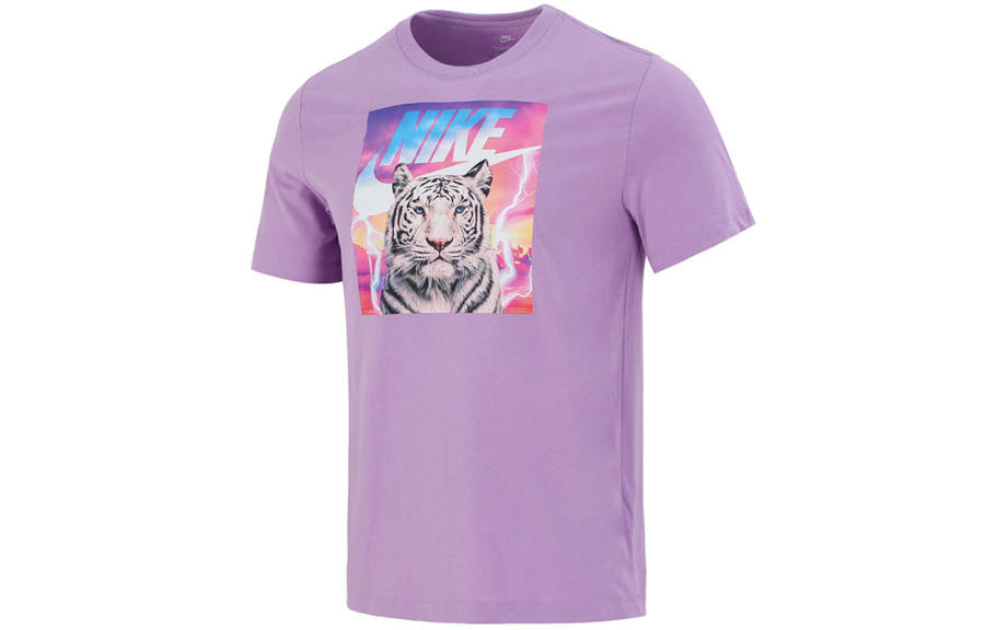 Nike Nike T Shirts Men's Purple Crew Neck Moderate Straight Fit