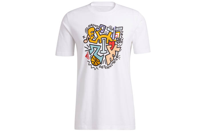 Adidas Adidas T Shirts Men's White Crew Neck Moderate Straight Fit