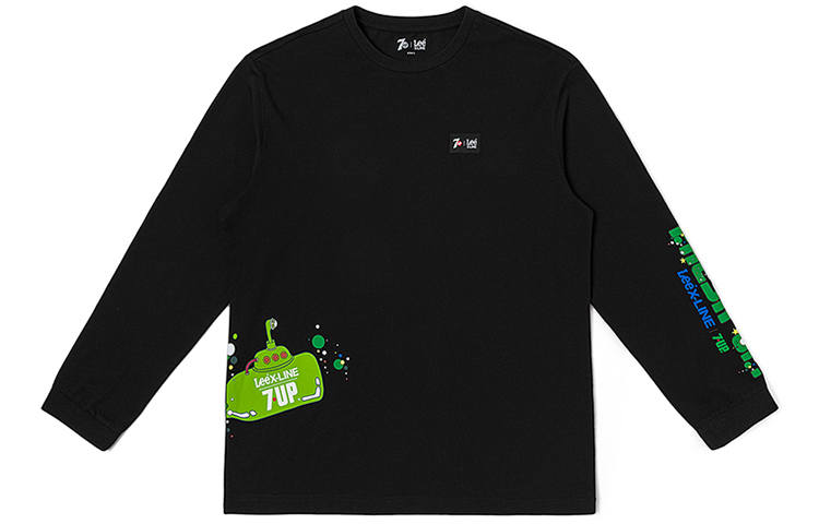 Lee X 7up T Shirts Men's Black Crew Neck Moderate Straight Fit