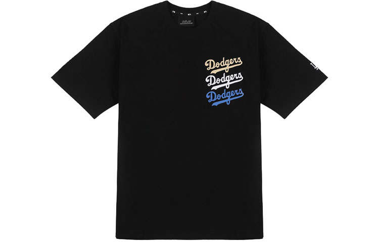 MLB Los Angeles Dodgers T Shirts Unisex Black Crew Neck Moderate Straight Fit