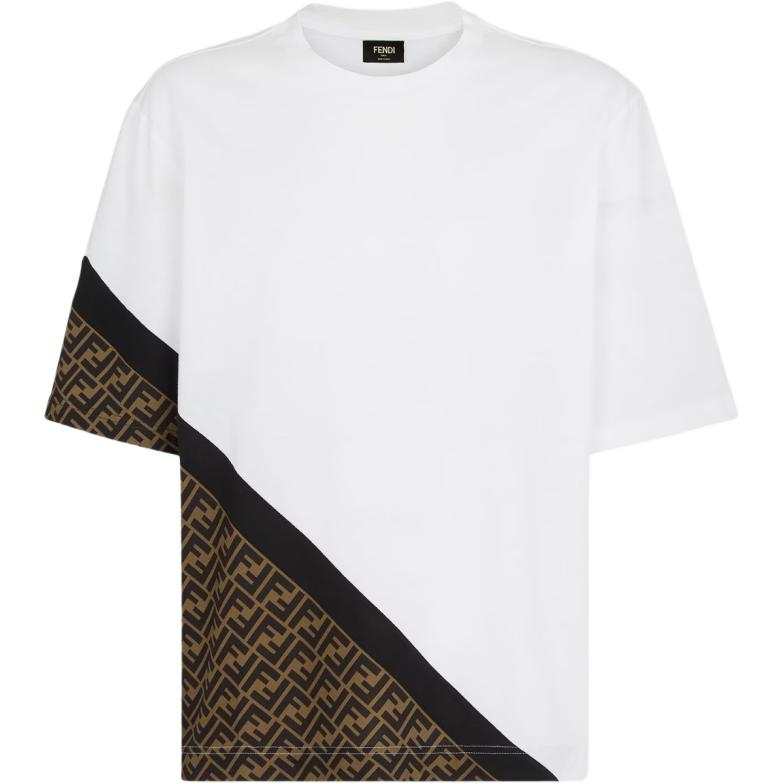 FENDI T Shirts Men's White Crew Neck Moderate Straight Fit