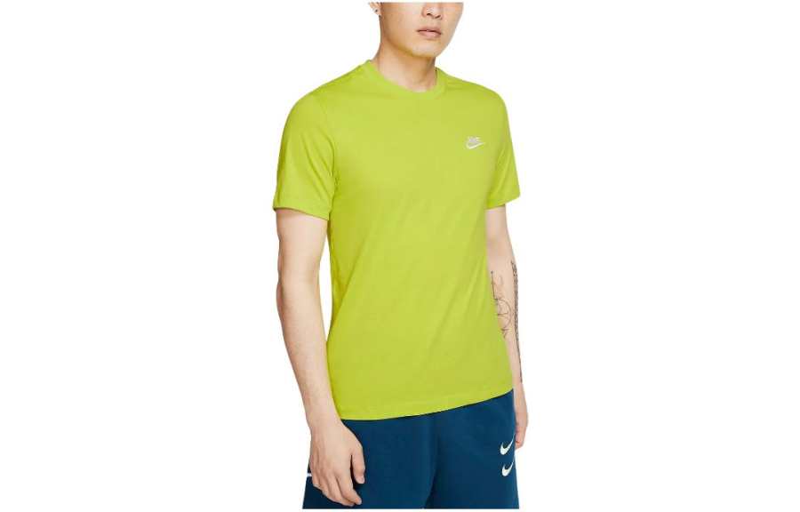 Nike Nike T Shirts Men's Yellow Green Crew Neck Moderate Straight Fit