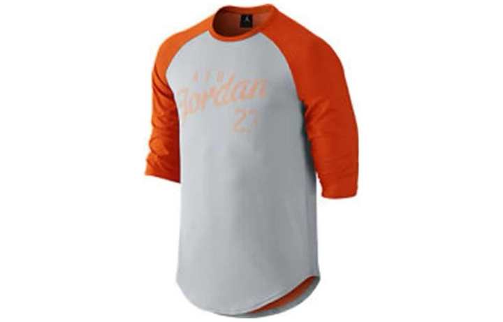 Jordan Jordan T Shirts Men's Gray Orange Crew Neck Moderate Straight Fit