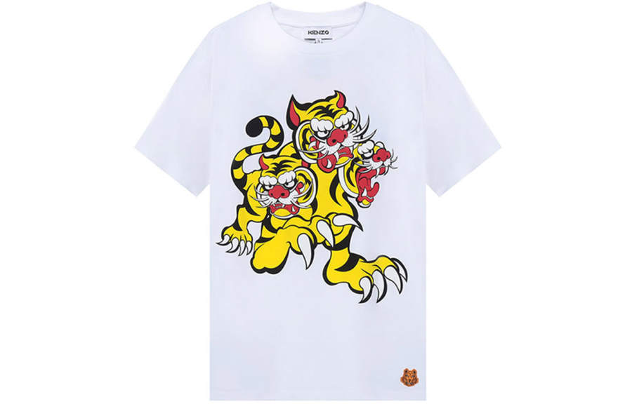 KENZO T Shirts Men's White Crew Neck Moderate Straight Fit