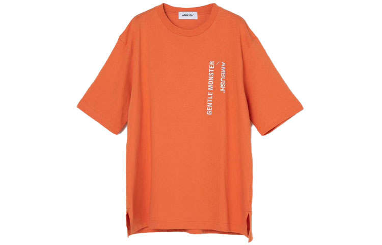 AMBUSH X GENTLE MONSTER T Shirts Unisex Orange Crew Neck Moderate Straight Fit