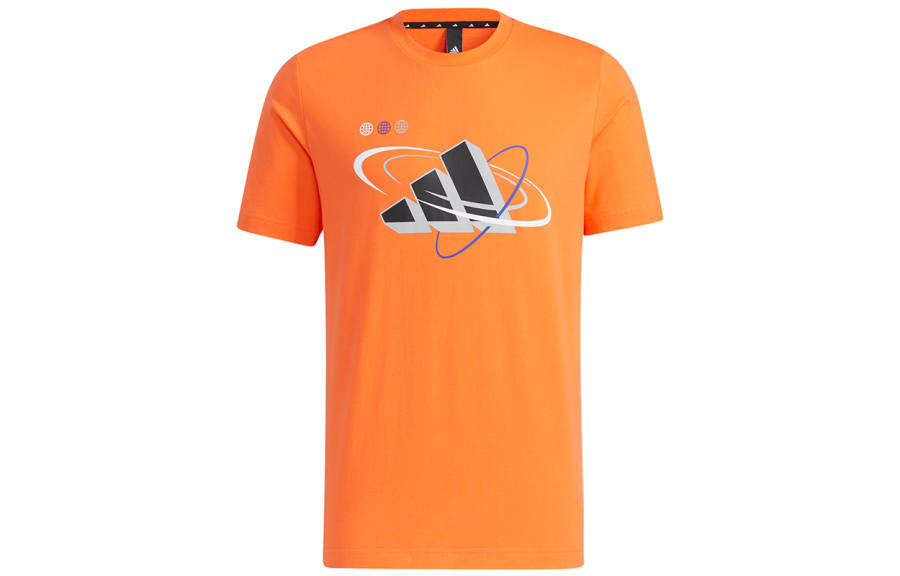 Adidas Adidas T Shirts Men's Orange Crew Neck Moderate Straight Fit