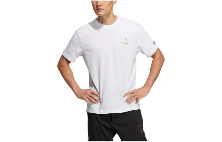 Adidas Adidas T Shirts Men's White Crew Neck Moderate Straight Fit