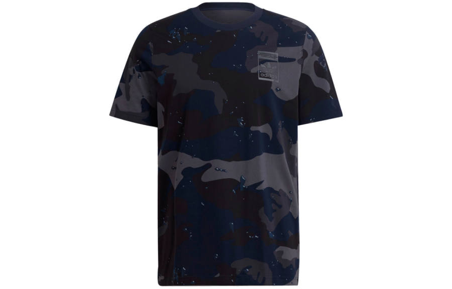 Adidas Originals T Shirts Men's Navy Blue Crew Neck Moderate Straight Fit