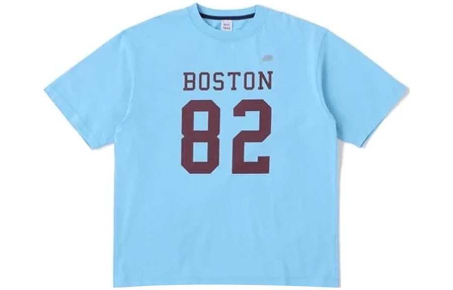 New Balance New Balance T Shirts Men's Blue Crew Neck Moderate Straight Fit