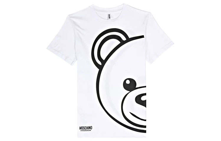 MOSCHINO T Shirts Men's White Crew Neck Moderate Straight Fit