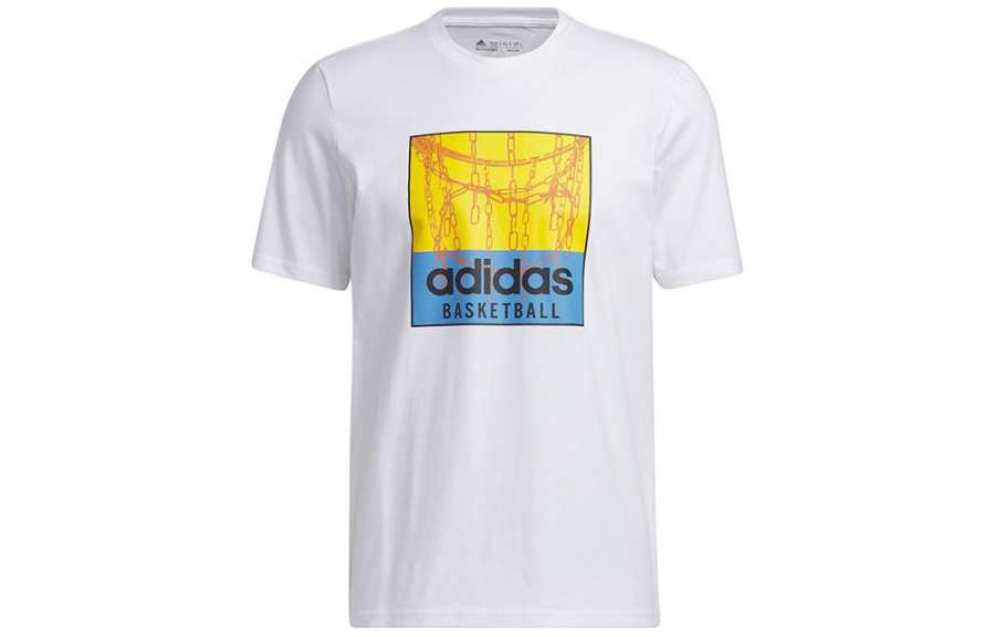 Adidas Adidas T Shirts Men's White Crew Neck Moderate Straight Fit