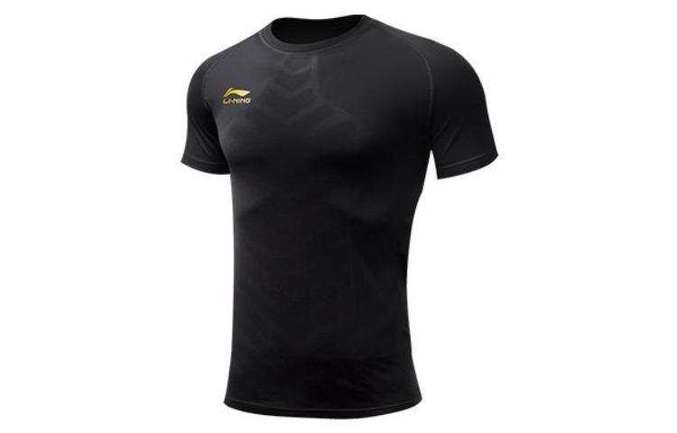 Li-Ning Li Ning T Shirts Men's Black Crew Neck Moderate Straight Fit