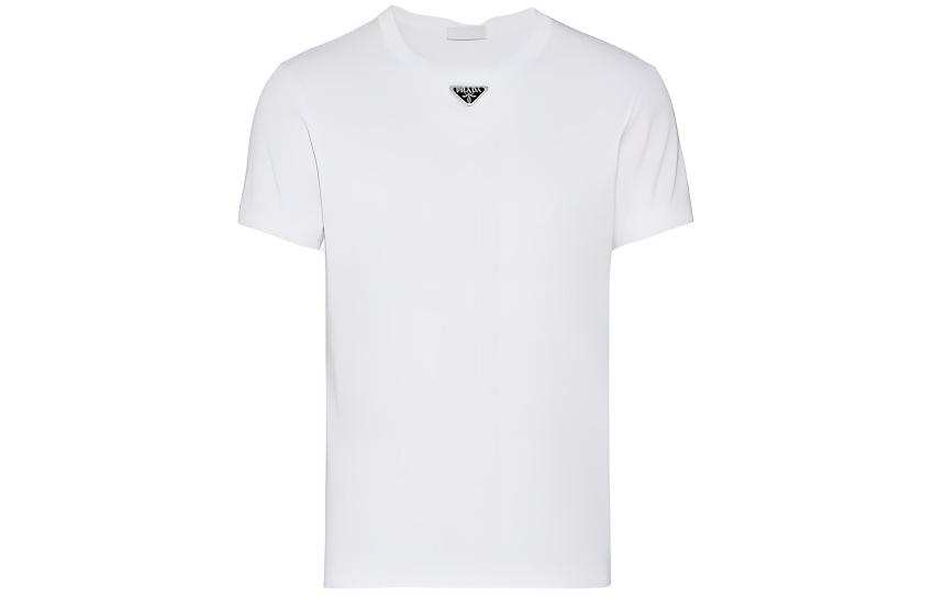 PRADA 【Previous Season】triangle-logo cotton T-shirt