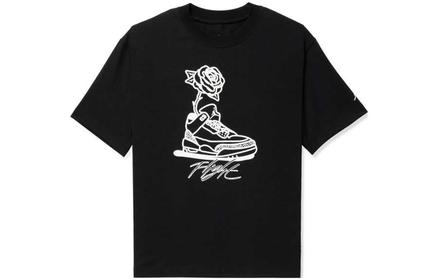 Jordan Jordan Flight T Shirts Men's Black Crew Neck Moderate Straight Fit