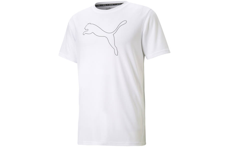 PUMA T Shirts Men's White Crew Neck Moderate Straight Fit