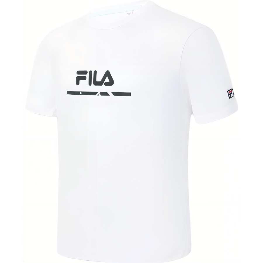 FILA T Shirts Men's White Crew Neck Moderate Straight Fit
