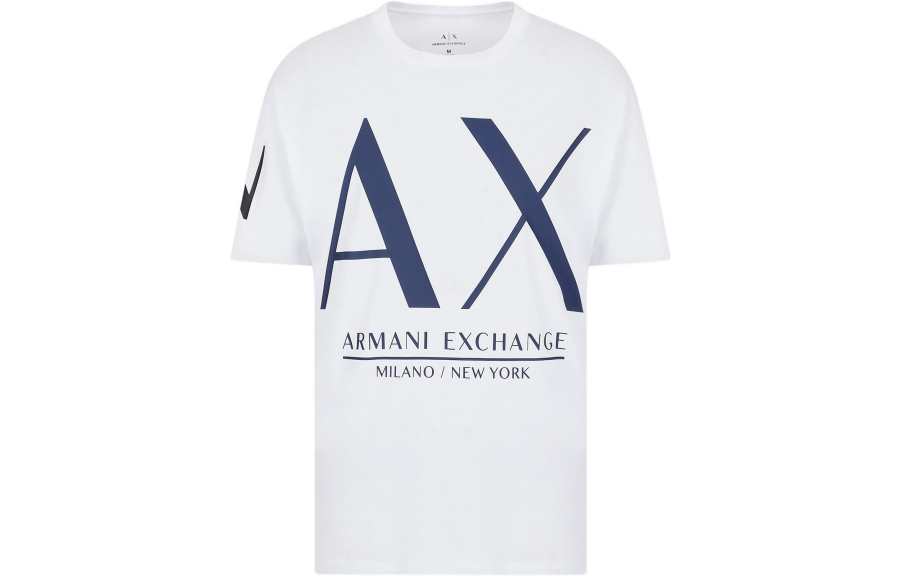 ARMANI EXCHANGE T Shirts Men's White Crew Neck Moderate Straight Fit