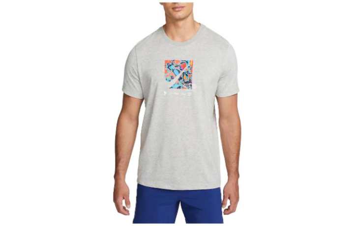 Nike Nike T Shirts Men's Gray Crew Neck Moderate Straight Fit