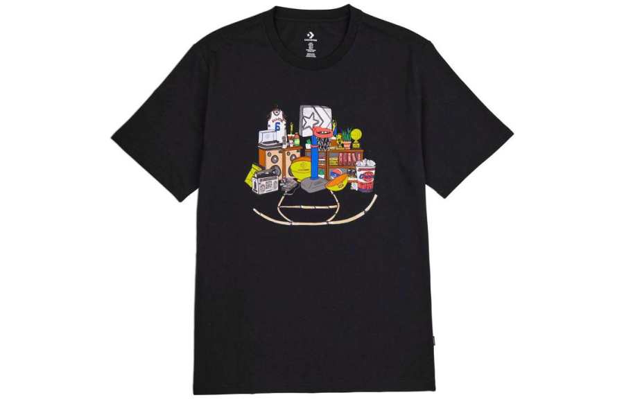 Converse T Shirts Men's Black Crew Neck Moderate Straight Fit