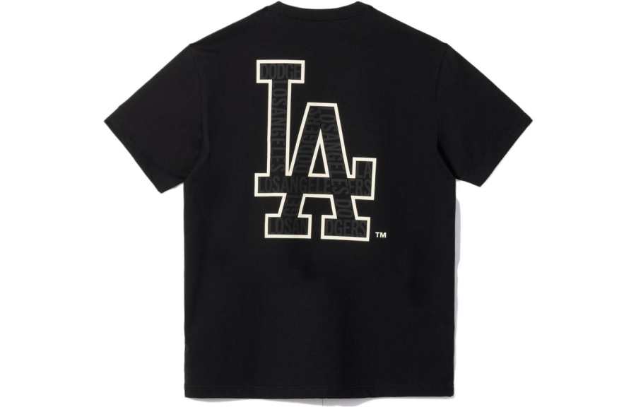 New Era T Shirts Unisex Black Crew Neck Moderate Straight Fit