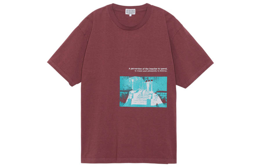 Cav Empt T Shirts Men's Burgundy Crew Neck Moderate Straight Fit