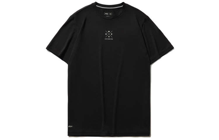 Li-Ning Li Ning T Shirts Men's Black Crew Neck Moderate Straight Fit