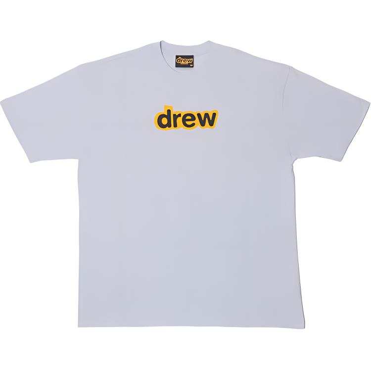 Drew house Letter Logo Series T Shirts Unisex Light Blue Crew Neck Moderate Straight Fit