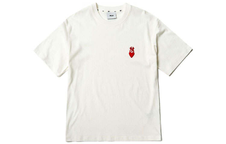 MLB Heart T Shirts Unisex White Crew Neck Moderate Straight Fit