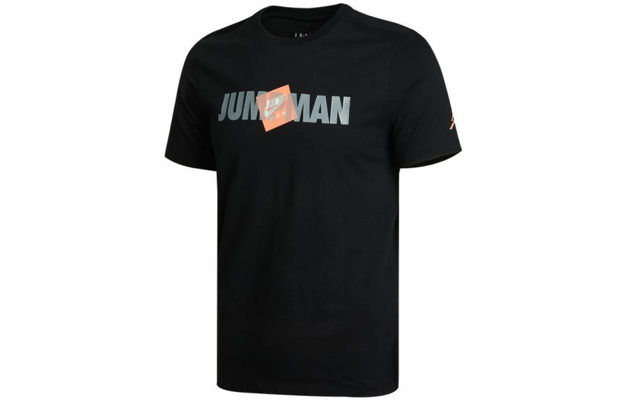 Jordan Jordan T Shirts Men's Black Crew Neck Moderate Straight Fit
