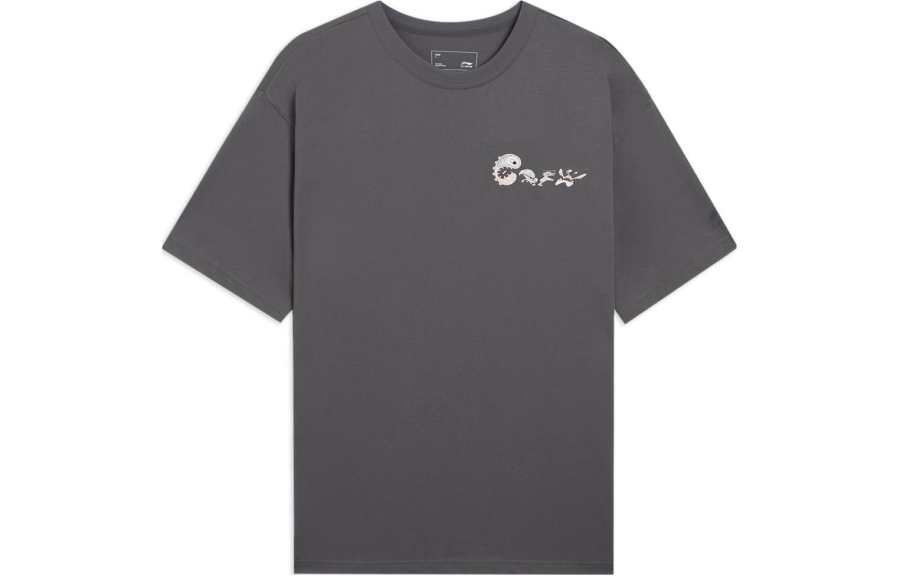 Li-Ning Li Ning CF Tracing T Shirts Unisex Crew Neck Moderate Straight Fit